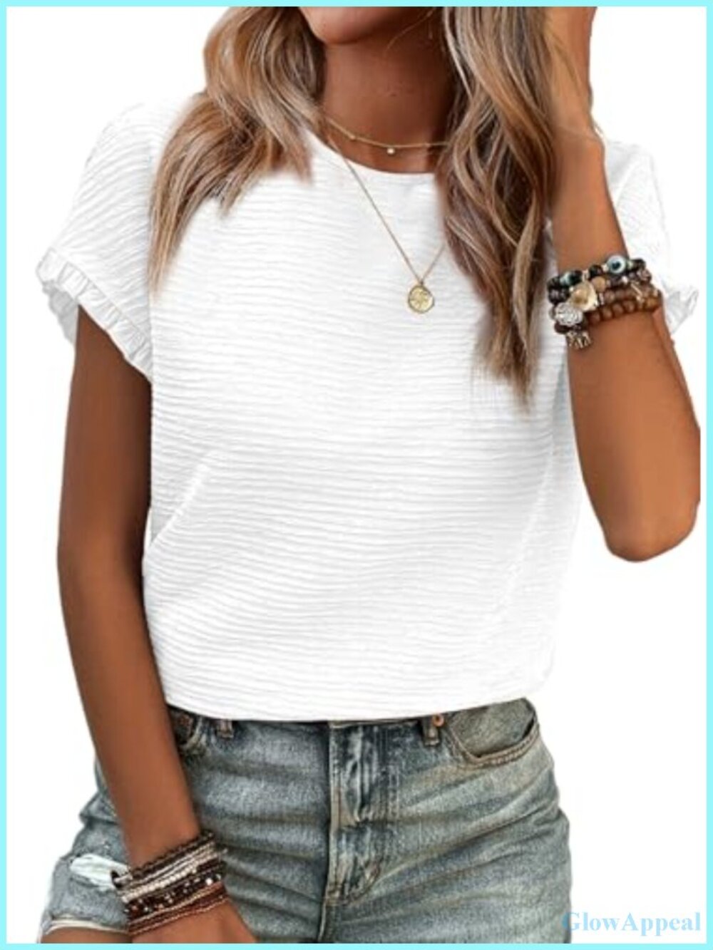 Women's Short Sleeve Blouse Crewneck Summer Work Top Stretch